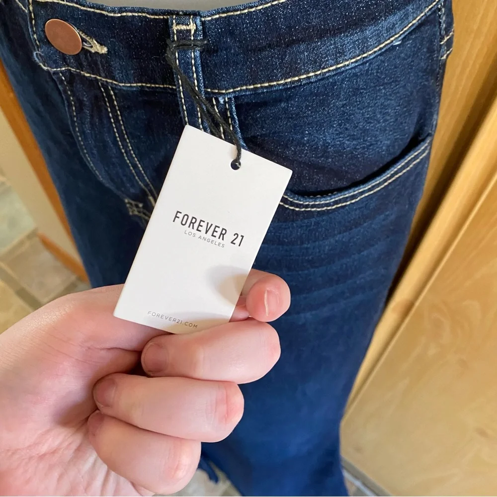 Forever 21 • Low-Rise Dark Wash Raw Hem Flare Jeans - Picture 7 of 16